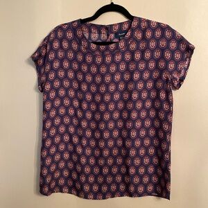 Faconnable, Women's short sleeve silk top, Size: 8